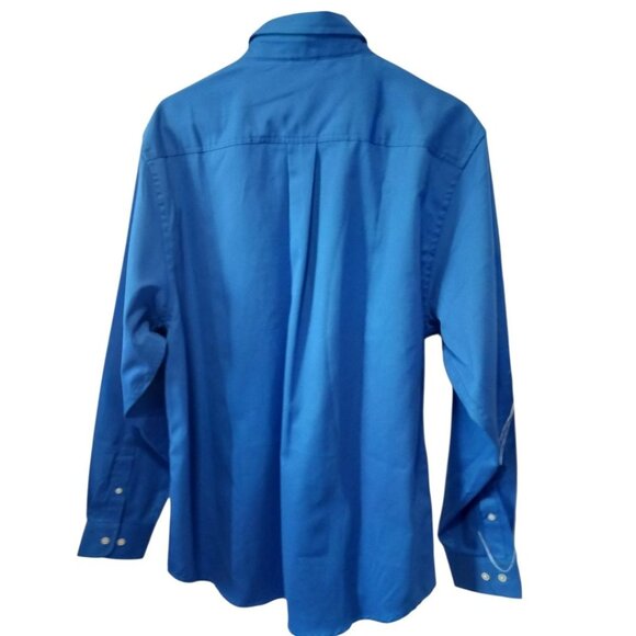 Devon & Jones imagineering Mens Button-Up Shirt Teflon-Protected Blue Medium - Picture 2 of 14